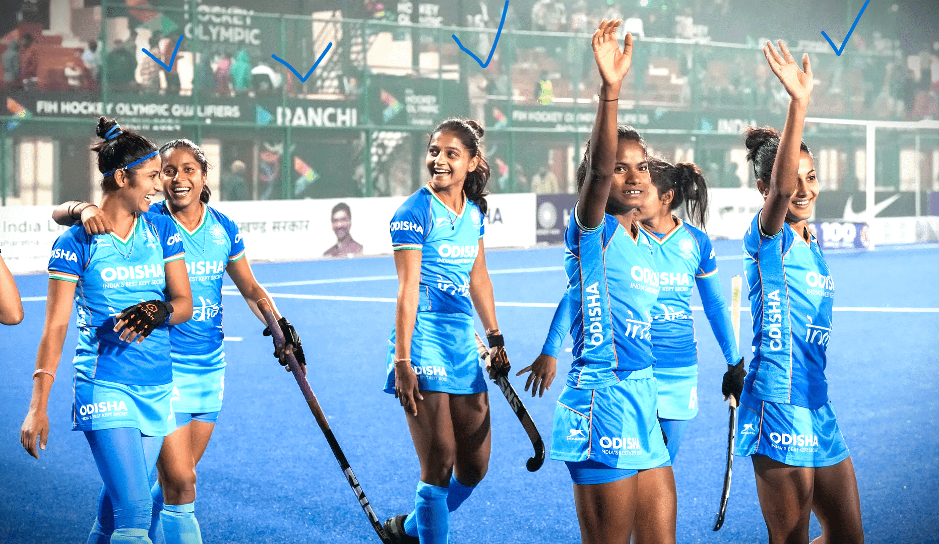 Indian Women's Hockey team after India Defeat Italy